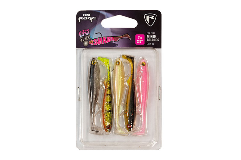FOX RAGE SLICK SHAD PACK FROM PREDATOR TACKLE.jpg Fox Rage Slick Shad UV Mixed Colour Pack 9cm